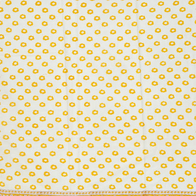 White Woven Jaipur Cotton Saree Printed With Flower Motifs