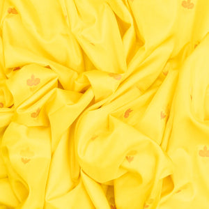 Yellow Handloom Uppada Silk Saree With Floral Buttas & Pink Pallu