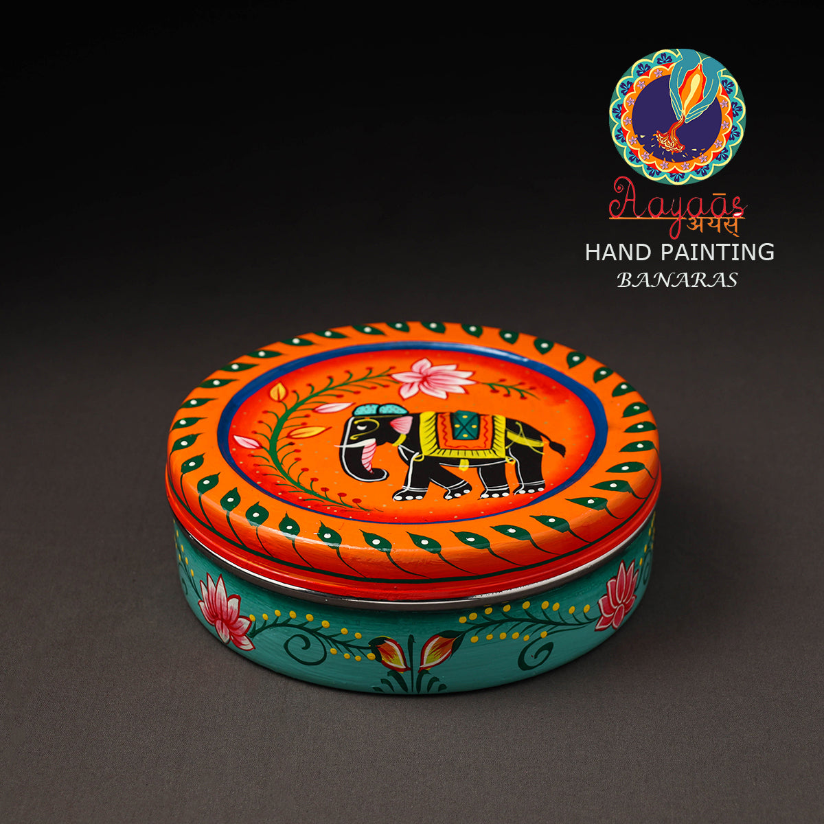 Banaras Handpainted Stainless Steel Roti Box 01