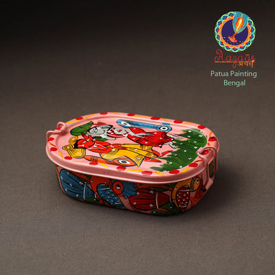 Bengal Patua Handpainted Stainless Steel Rectangle Lunch Box (6 x 4 in)