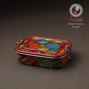 Bengal Patua Handpainted Stainless Steel Lunch Box (6 x 4 in)