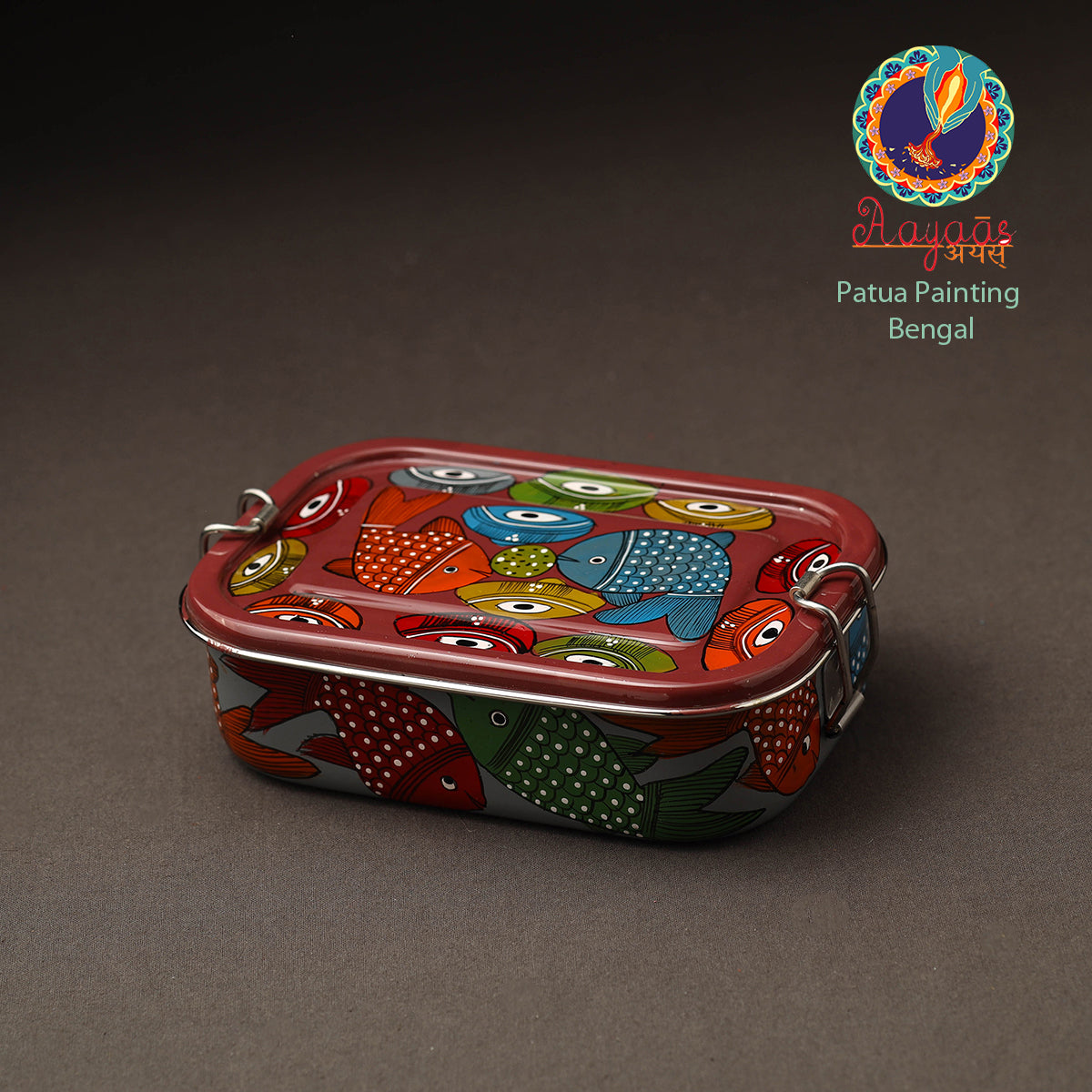 Bengal Patua Handpainted Stainless Steel Lunch Box (6 x 4 in)