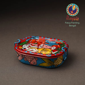 Bengal Patua Handpainted Stainless Steel Rectangle Lunch Box (6 x 4 in)