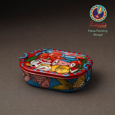 Bengal Patua Handpainted Stainless Steel Rectangle Lunch Box (6 x 4 in)