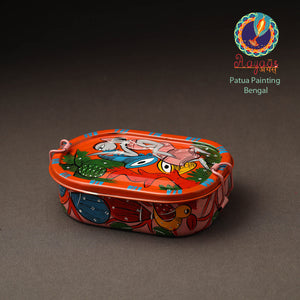 Bengal Patua Handpainted Stainless Steel Rectangle Lunch Box (6 x 4 in)