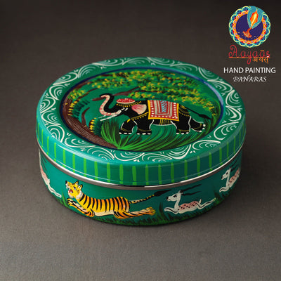 Banaras Handpainted Stainless Steel Chapati Box
