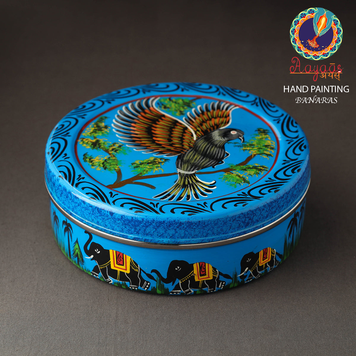 Banaras Handpainted Stainless Steel Chapati Box