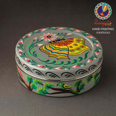 Banaras Handpainted Stainless Steel Chapati Box