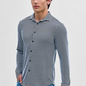 Black Stripes Slim Fit Stretch Shirt
