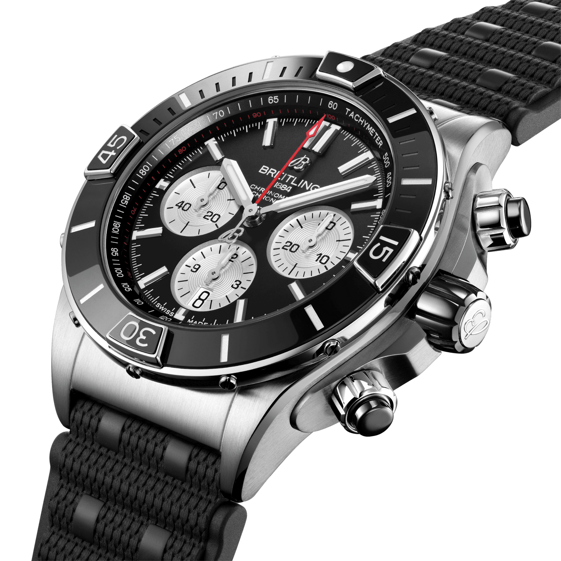 Breitling Super Chronomat B01 Dual Time Black Dial Men 44mm