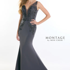 Montage M528 Long Fitted Formal Beaded Evening Dress