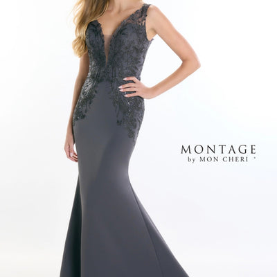 Montage M528 Long Fitted Formal Beaded Evening Dress