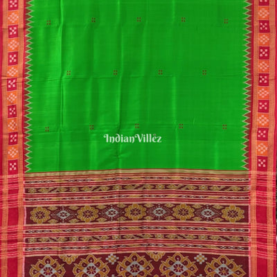 Green Plain Buta With Pasapali Border Odisha Handloom Khandua Silk Saree