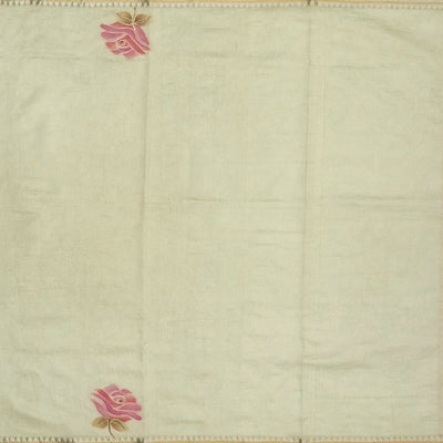 Gold Banarasi Crushed Tissue Saree With Hand painted Floral Motifs