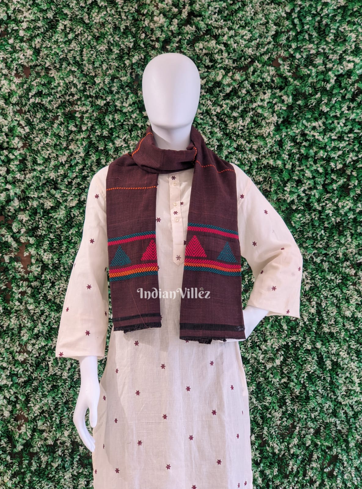 Wine Color Odisha Handloom Dongria Cotton Stole
