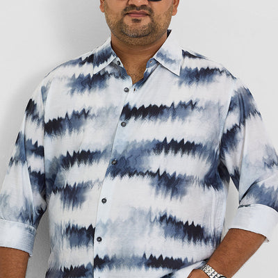 White Abstract Regular Fit Shirt