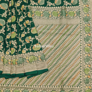 Rama Green Pure Banarasi Khaddi Georgette Saree