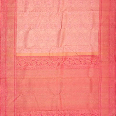 Pink Handloom Kanchipuram Silk Saree With Floral Motifs