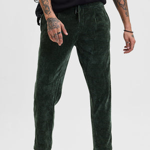 Olive Corduroy Relaxed Fit Trousers