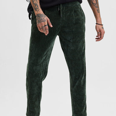 Olive Corduroy Relaxed Fit Trousers