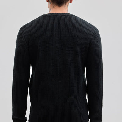 Black Fisherman Knit Sweater