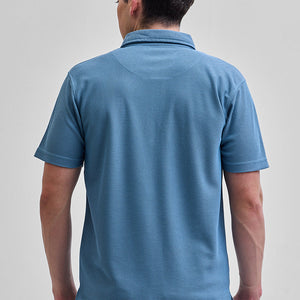 Blue Textured Polo T-Shirt