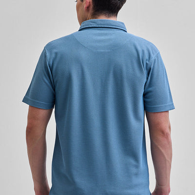 Blue Textured Polo T-Shirt