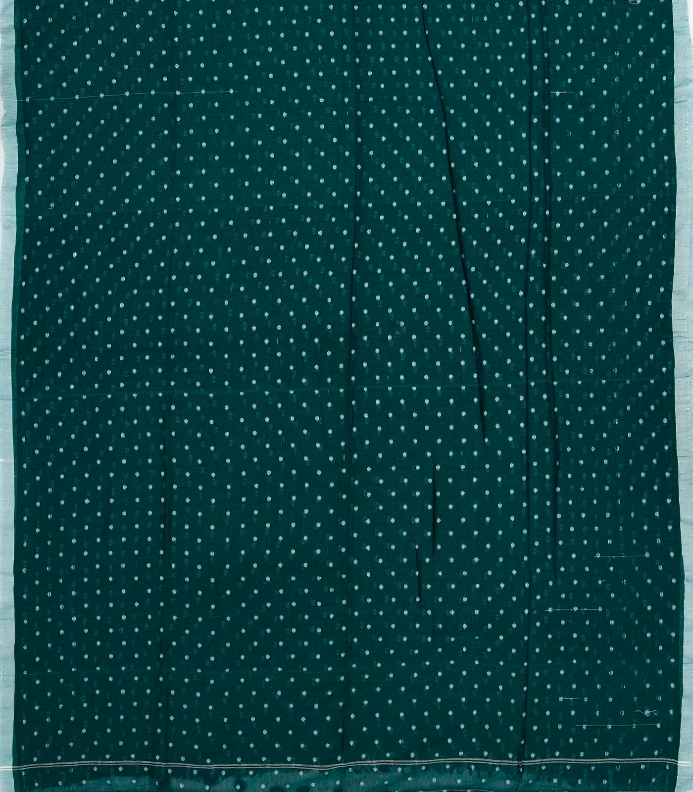 Teal Bengal Cotton Saree With Coin Motifs