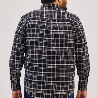 Charcoal Grey Checks Regular Fit Shirt