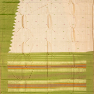 Taupe Handloom Kanchipuram Silk Saree With Buttas & Rising Border