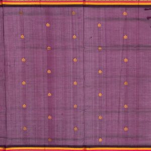 White Handloom Korvai Silk Cotton Saree With Floral Buttas