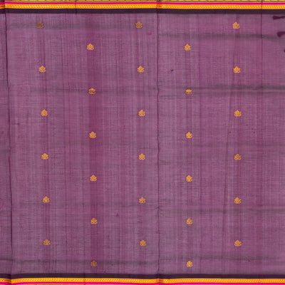 White Handloom Korvai Silk Cotton Saree With Floral Buttas