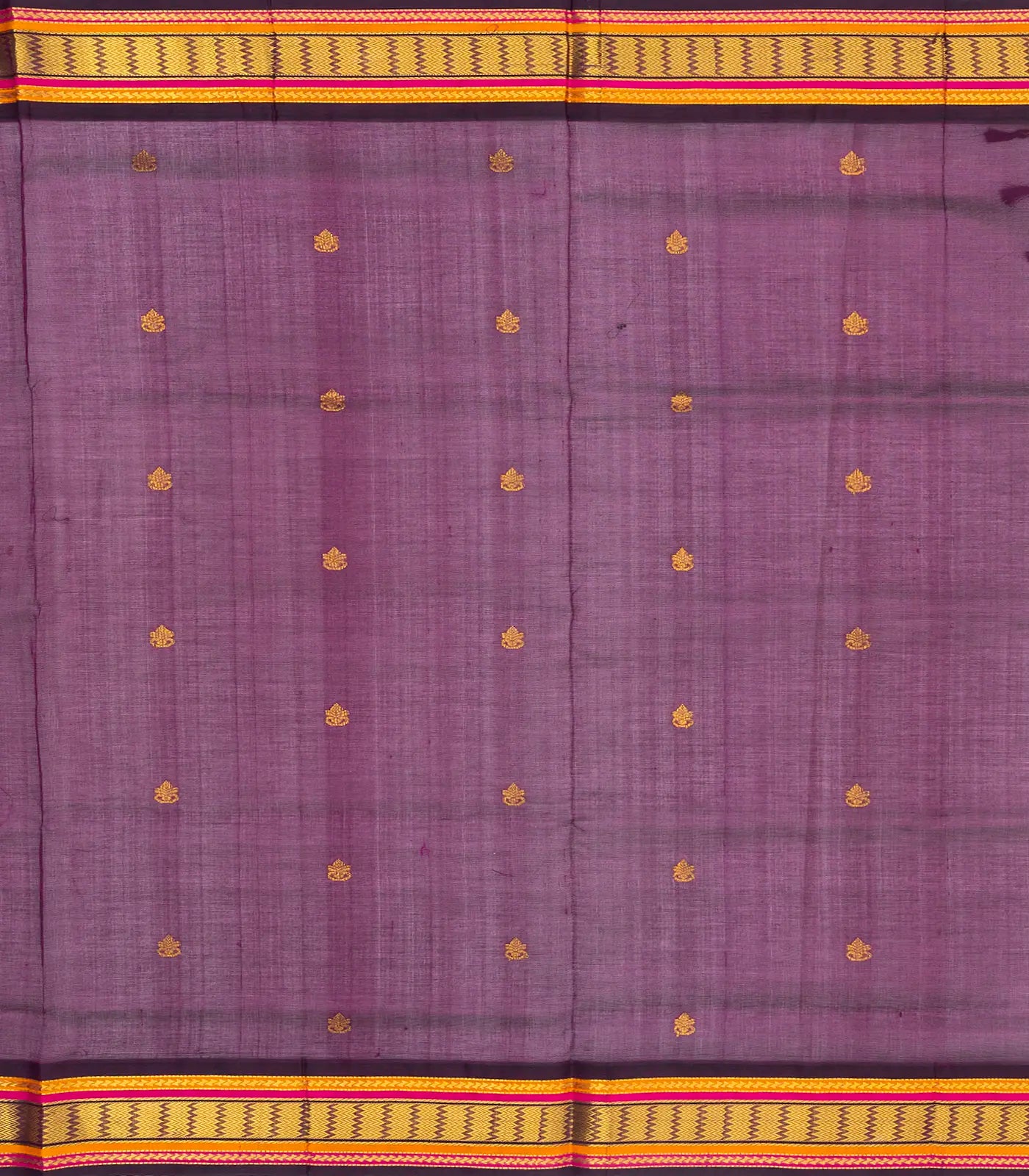 White Handloom Korvai Silk Cotton Saree With Floral Buttas