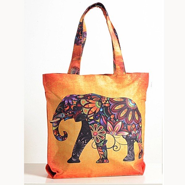 Abstract Elephant Animal Theme Bag- Folk-Elephant