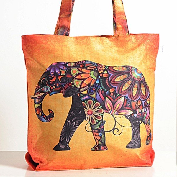 Abstract Elephant Animal Theme Bag- Folk-Elephant