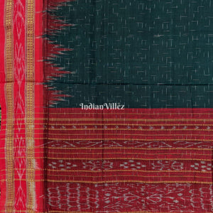 Bottle Green Maniabandha Odisha Ikat Cotton Saree