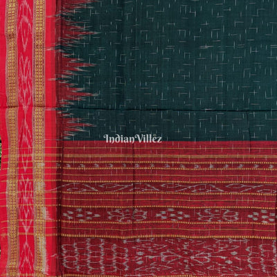 Bottle Green Maniabandha Odisha Ikat Cotton Saree