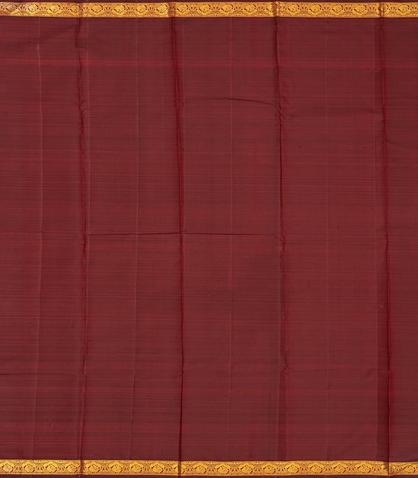 Red Handloom Kanchipuram Silk Saree With Brown Border