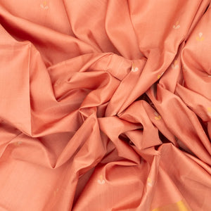 Peach Handloom Uppada Silk Saree With Floral Zari Buttas