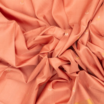 Peach Handloom Uppada Silk Saree With Floral Zari Buttas
