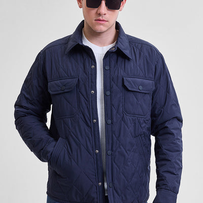 Navy Double Pocket Relaxed Fit Jacket