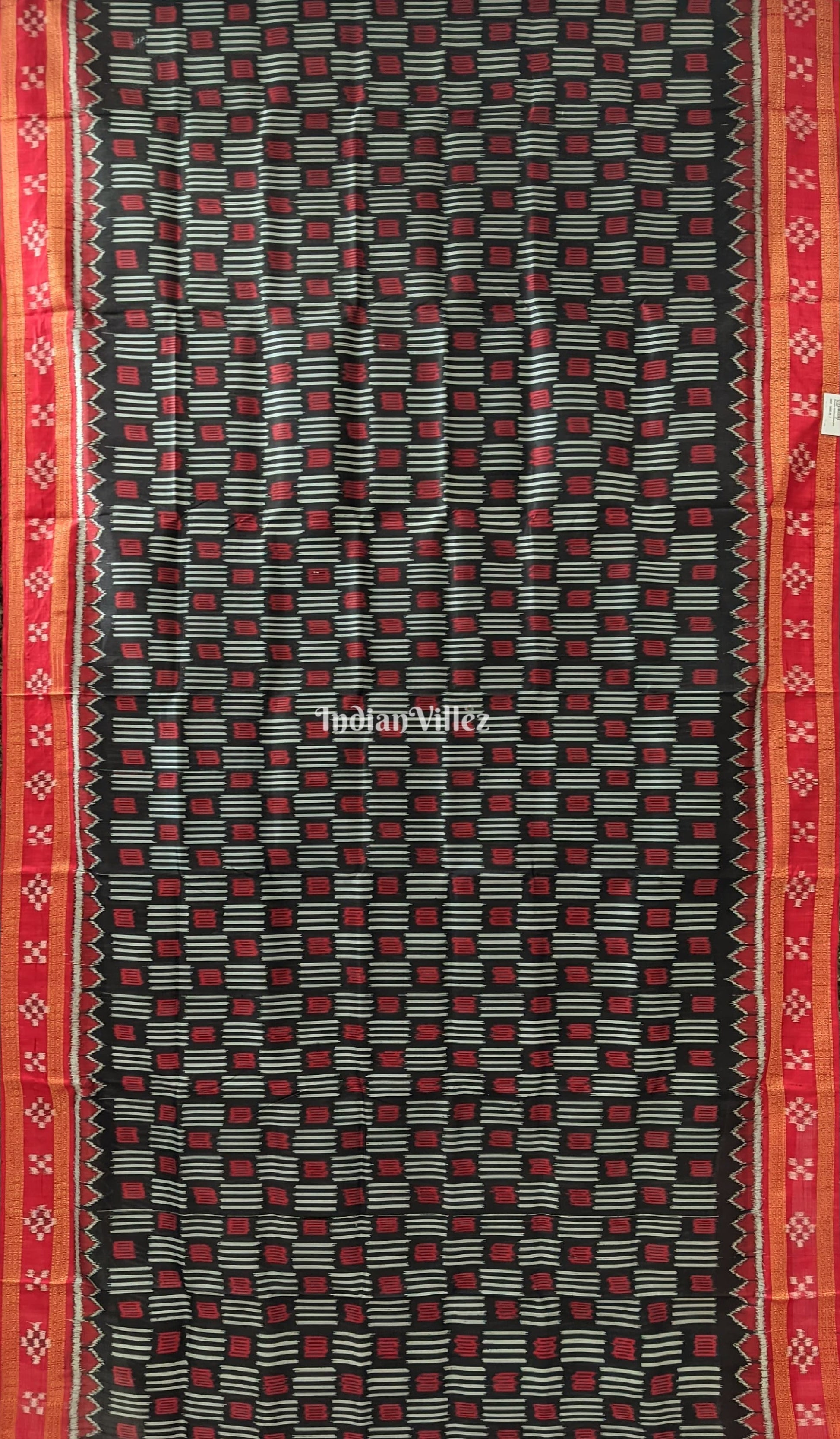 Black Red Border Pasapali Khandua Silk Saree