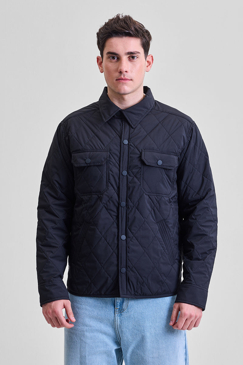 Black Double Pocket Relaxed Fit Jacket