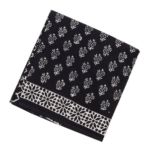 Black Woven Jaipur Cotton Saree Printed With Florals  Motifs