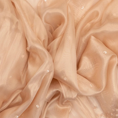 Light Peach Woven Organza Saree With Sequin Embroidery