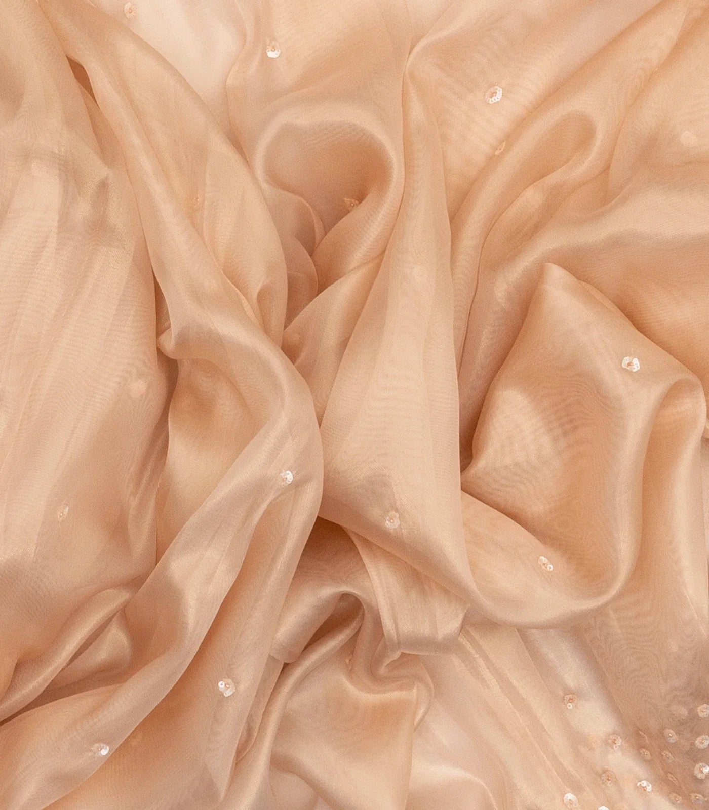 Light Peach Woven Organza Saree With Sequin Embroidery