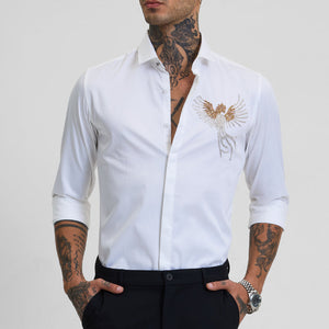 White Embellished Slim Fit Shirt