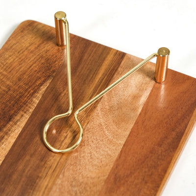 Wooden Tissue Paper Holder With Metal Clip