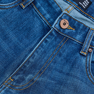 Denim Blue Distressed Bootcut Jeans