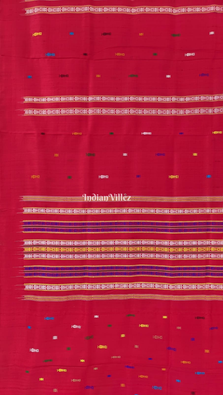 Red Habaspuri Inspired Contemporary Bomkai  Sambalpuri Silk Saree